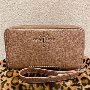 Jewell by Thirty-One Elegant Rose Glow Metallic Pebble Wristlet Wallet